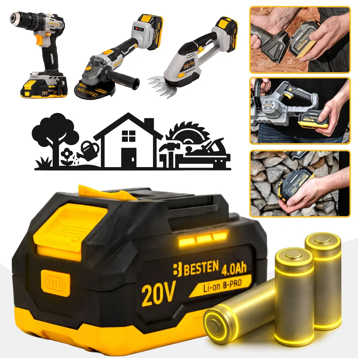 Akumulator BESTEN B-PRO 20V 4000 mAh system zabezpieczeń